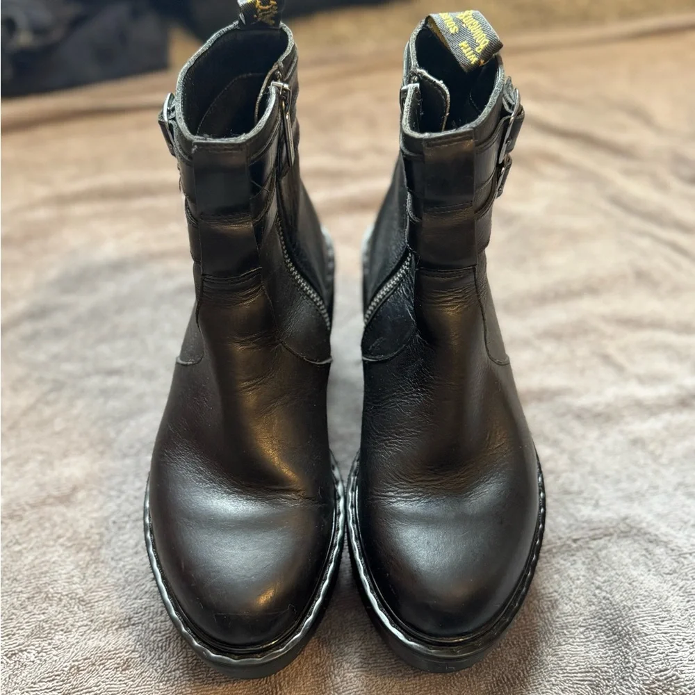 Dr. Martens Black Wedge Platform Ankle Boots RARE - Picture 2 of 6